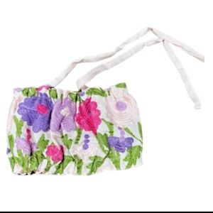 Retro Floral Embroidery Crop Top 12M Pink Boho Indie Folk Girly Colorful Chic